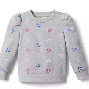 Janie & Jack Heart Puff Sleeve Sweatshirt